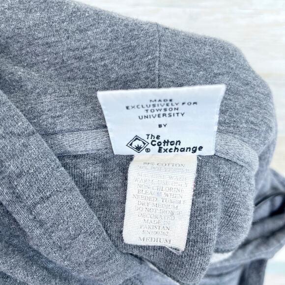 Towson University Vintage 90s Hoodie Sweatshirt Gray Tigers Mens Medium - Picture 8 of 8